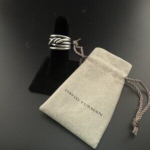 David Yurman Ring Sterling Silver Continuance Wide Ring Bold Woven Twist Cable 7
